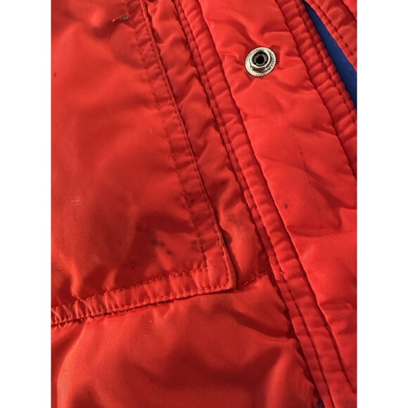 Vintage Beconta 70s Down SKI VEST red and blue snap front unisex adult S - Picture 8 of 9